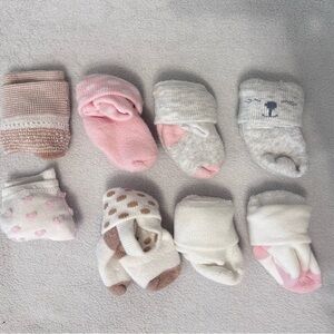 Adorable Baby Socks Set in Pink, White, Gray, and Brown